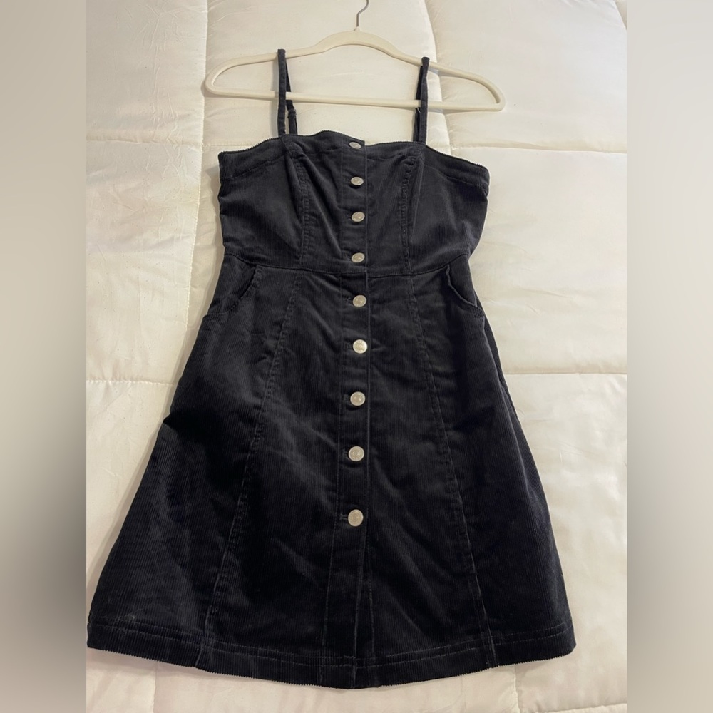 Black corduroy Love Tree tank dress